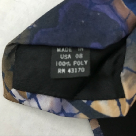 Oleg Cassini Tie Blues Purple Brown Abstract Swirl Polyester - Picture 10 of 16